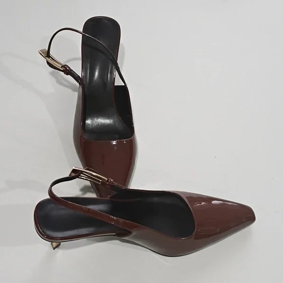 Iiimmu Chic Brown Slingback Heels Size 10 - Picture 8 of 14